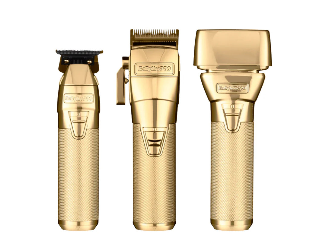 BaBylissPRO FXONE GoldFX Clipper (FX899G), Trimmer (FX799G) & Shaver (FX79FSG) Bundle